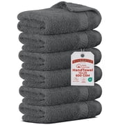 RIVERSIDE Hand Towel 6 Pack 16x28 Soft and Quick Dry Cotton Towels for Home Gym & Spa - Gray