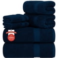 thumbnail image 1 of RIVERSIDE 6 Piece Towel Set Soft Quick Drying Cotton Bath Towel for Gym, Spa and Bathroom - Dark Blue, 1 of 7