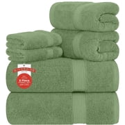RIVERSIDE 6 Piece Towel Set Soft Quick Drying Cotton Bath Towel for Gym, Spa and Bathroom - Sage