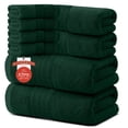 thumbnail image 1 of RIVERSIDE 8 Piece Cotton Towel Set 2 Bath 27x54 and 2 Hand Towels 16x28 with 4 Washcloths 12x12 Soft Absorbent - Hunter Green, 1 of 9