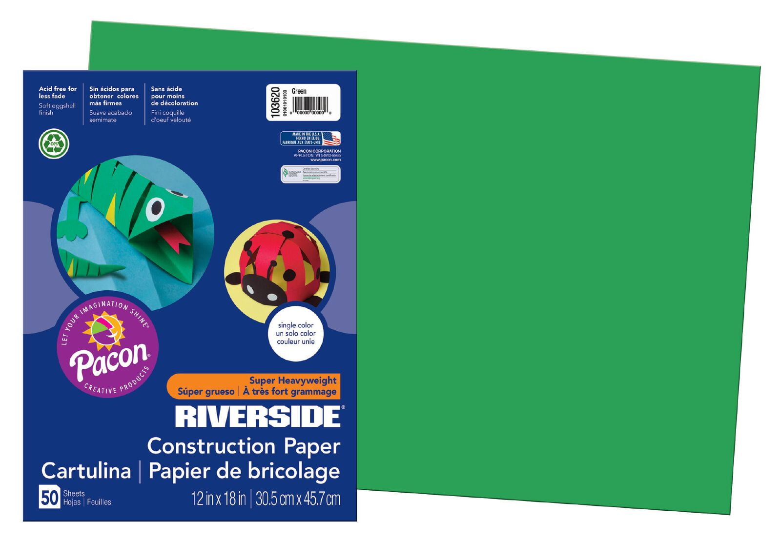 Riverside 3D Construction Paper, Super Heavyweight, 12 x 18, Dark Blue,  50 Sheets 