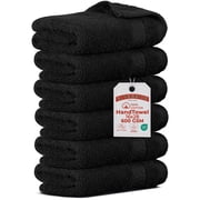 RIVERSIDE Hand Towel 6 Pack 16x28 Soft and Quick Dry Cotton Towels for Home Gym & Spa - Black