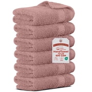 RIVERSIDE Hand Towel 6 Pack 16x28 Soft and Quick Dry Cotton Towels for Home Gym & Spa - Dusky Pink