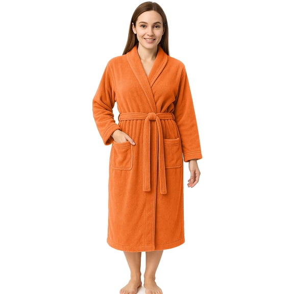 RIVERSIDE 100% Cotton Terry Bathrobe for Men & Women, Absorbent Spa Robe with Shawl Collar, Belt & Pockets - White