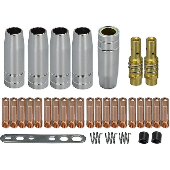 RIVERWELD MB15 15AK Contact Tip M6 .03'' 0.8mm & 0.035 0.9mm & Tips Holder Diffuser & Shield Cup & for MIG Welding Torch 33pcs