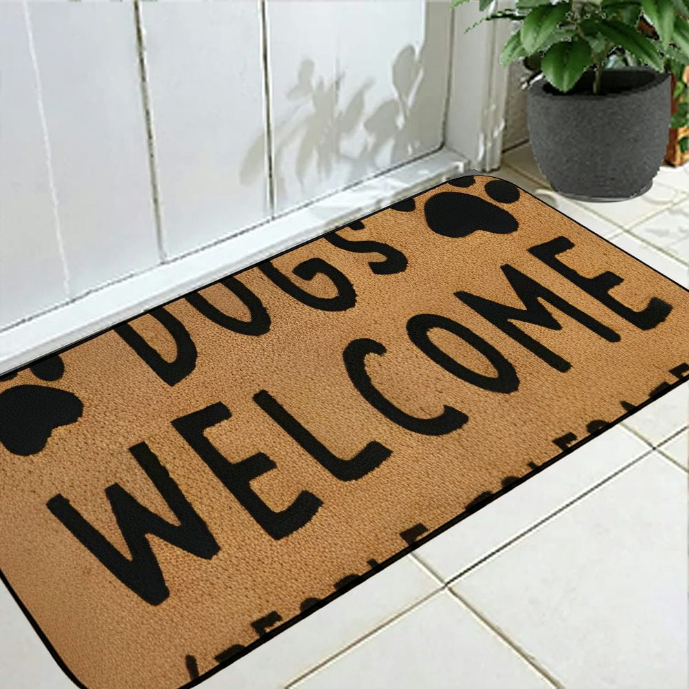 Riverwillow dog paw print welcome mat humorous dogs welcome people