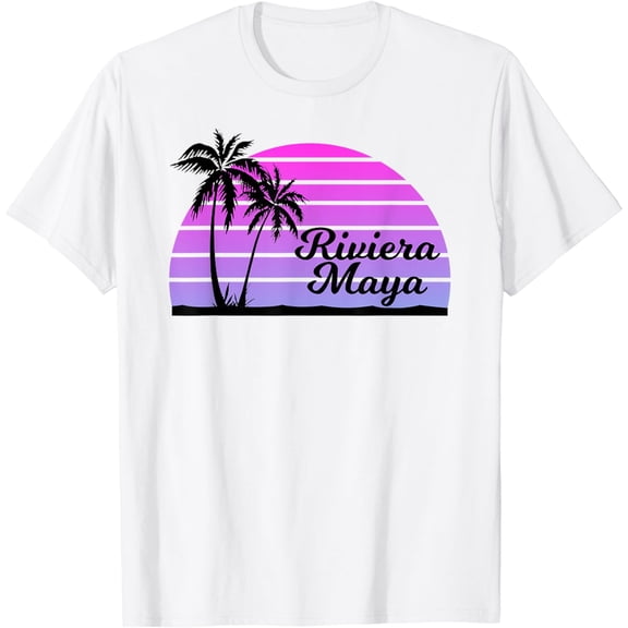 RIVIERA MAYA Mexico Souvenirs Tshirt Sun Palm Trees Beach
