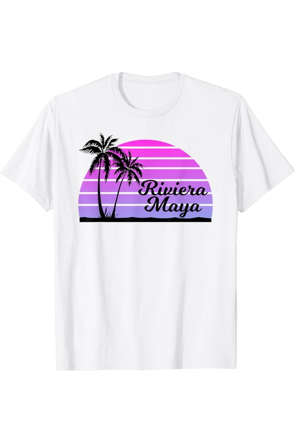 RIVIERA MAYA Mexico Souvenirs Tshirt Sun Palm Trees Beach
