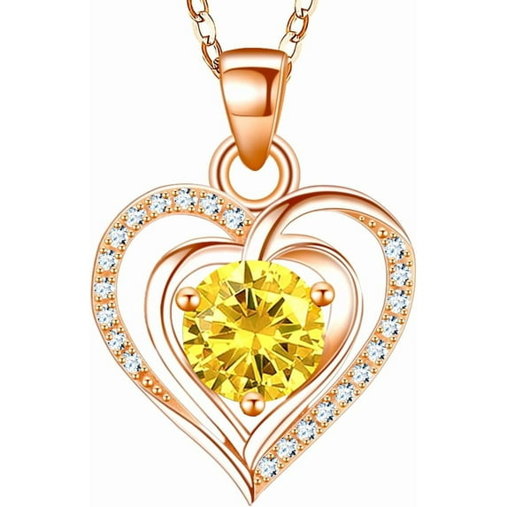 RIVIKO Heart Birthstone Pendant Necklace for Women 925 Sterling Silver Zirconia Necklaces Wedding Anniversary Birthday Mothers Day Jewelry Gifts For Her Mother Wife