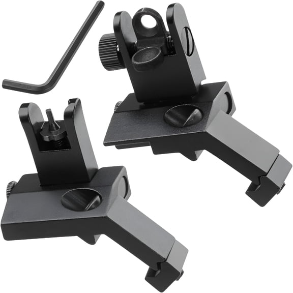 RIVONO 45 Degree Offset Flip Up Iron Sights, Ultralight Aluminum Backup Sights for Picatinny Rail, Tactical Front and Rear Rifle Sights with Windage Adjustment