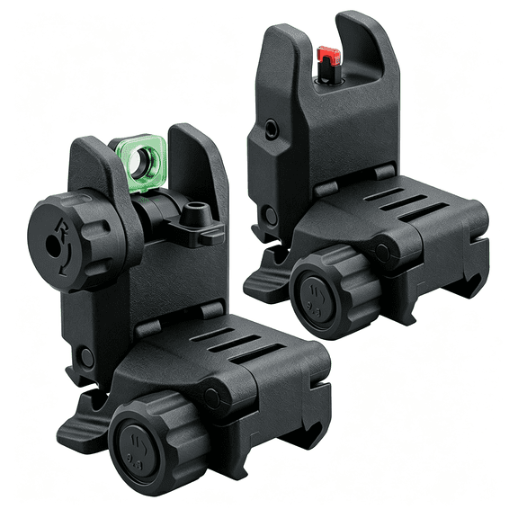 RIVONO Flip Up Sights Compatible with Picatinny,Flip Up Front and Rear Backup Sights with Red Green Dots,Tool-Free Adjustable Low Profile Sights Set Flip Up Sights