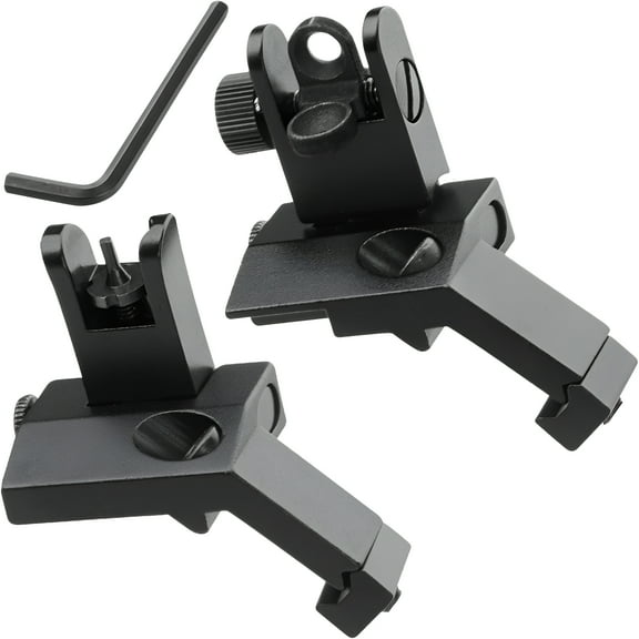 RIVONO Ultralight 45 Degree Offset Flip Up Iron Sights, Rapid Transition Picatinny Rifle Sight, Front & Rear Backup Sights for Tactical Shooting