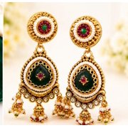 RIVORAH Pearl Emerald Drop Earrings