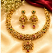 RIVORAH Rajsi Ruby Necklace Set