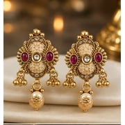 RIVORAH Ruby Pearl Drop Earrings