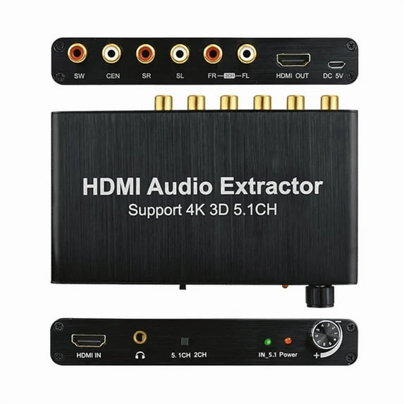 RIWPKFH 4K HD Audio Extractor Decoder 5.1CH AC3/DTS Audio Converter Decoder RCA Sound Amplifier Analog Converter for PS4 TV DVD Player