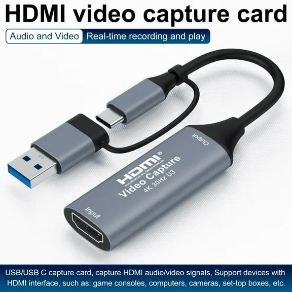 RIWPKFH 4K HDMI To USB 3.0 Type C Video Capture Card for Gaming Live Streaming Video TV Recorder Live Streaming for PS4 Xbox VLC OBS Etc