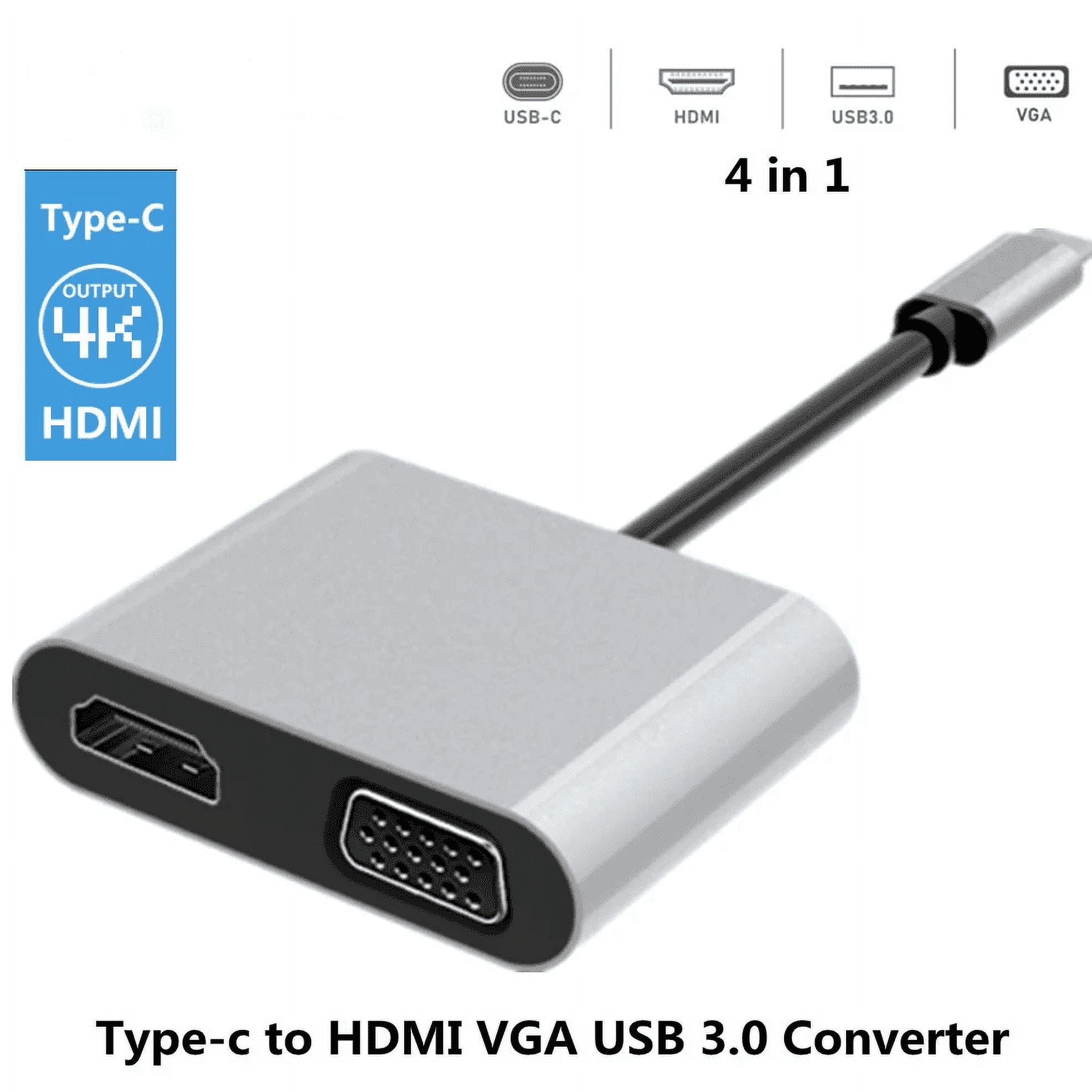 RIWPKFH 4K Type-C to HDMI-compatible VGA USB Hub Adapter for
