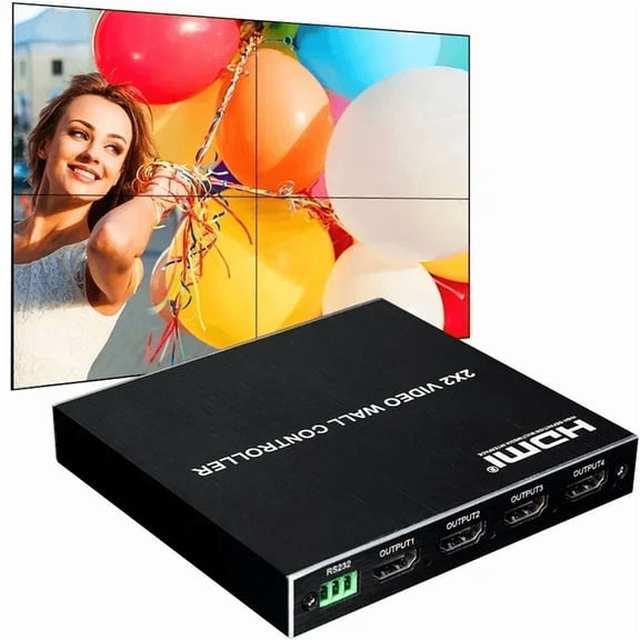 RIWPKFH DVI HDMI Video Wall Controller 2 3 4 TV Splicer 2X2 HDMI Video Wall Processor Multi Screen Splicing Splitter 180 Degree Rotation