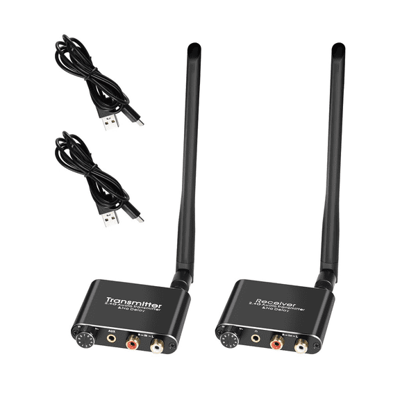 RIWPKFH Digital Wireless Audio Transmitter And Receiver 50M 2.4G Wireless Audio Adapter With 3.5mm R/L RCA Converter For TV Box DVD PC