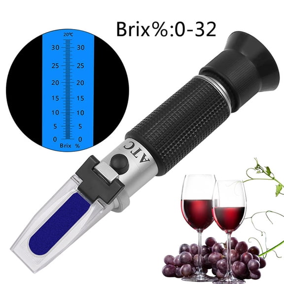 RIWPKFH Handheld Refractometer sugar concentration meter densimeter 0-32% Brix Saccharimeter Sugar Tester Fruits Grapes ATC