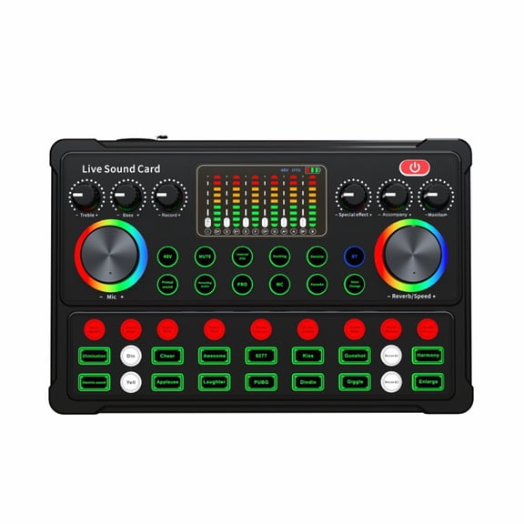 RIWPKFH M3 RGB LED Wireless Bluetooth-compatible 5.0 External Mixer Sound Card Noise Reduction for Live Singing Recording 48V Microphone