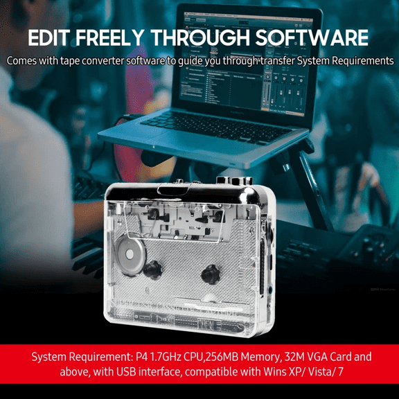 RIWPKFH USB Music Player USB MP3 Converter Walkman MP3 for Laptop PC Travel for Vista Battery Cassette Tape to CD Headphone Travel