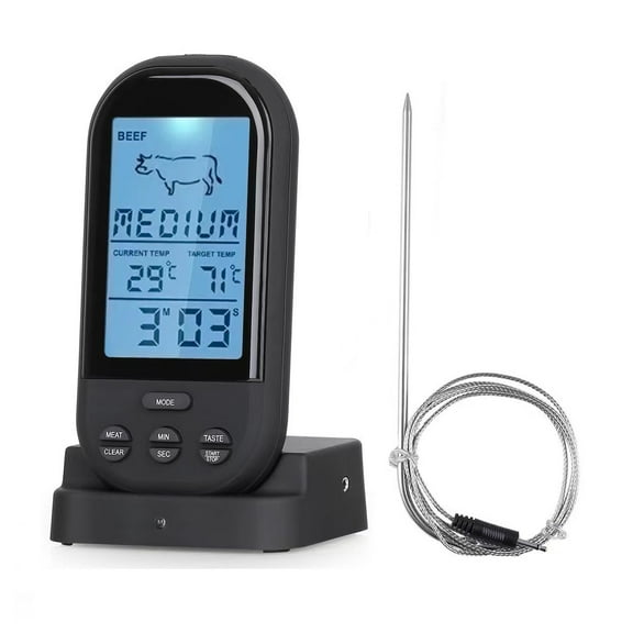 RIWPKFH Wireless Digital Thermometer Remote Cooking Thermometer With Timer-included Food Probe For Oven Grill Smoker Bbq