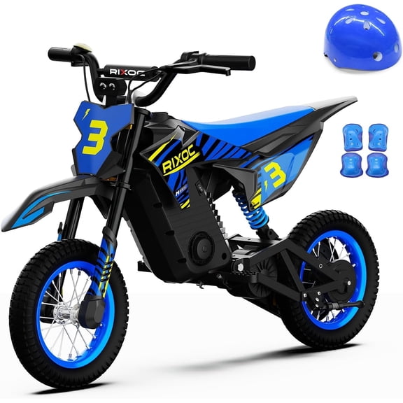 RIXOC DK-12 Electric Dirt Bike,3 Speed Modes up to 15.5 mph, Peak 700W 36V 5.2Ah Max 14Miles Electric Motorcycle for Child 8+ UL2272