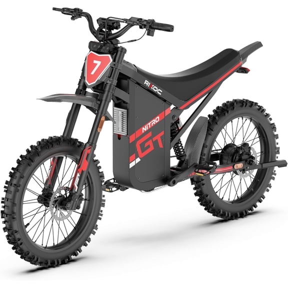 RIXOC GT19 Electric Dirt Bike for Adults, 3000W Peak Motor 39MPH, 52V 31.2Ah Battery up to 62Miles, with 6-Level Full Suspension and Dual Hydraulic Brakes,19" Fat Tire Electric Motorcycle,UL2849