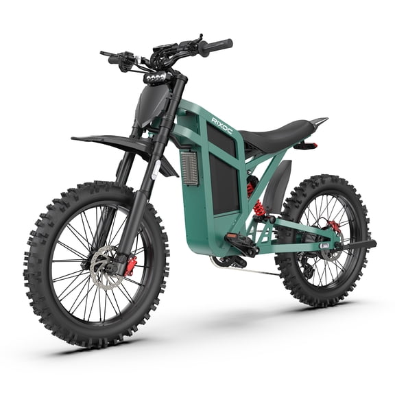 RIXOC GT60 Electric Dirt Bike for Adults,3000W Peak Motor up to 40MPH,60V 35AH Battery up to 75Miles,19"/1.6" Fat Tire Full Suspension E-Mountain Bike,APP Control,UL2849