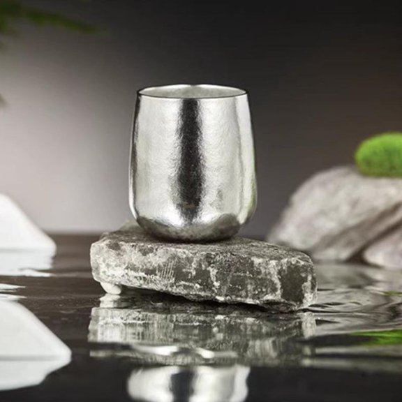 RIXUNO 1Pc Camping Water Cup Double-Layer Insulation High-End Titanium Cup for Outdoor Adventures and Daily Hydration Silvery 200Ml-400Ml