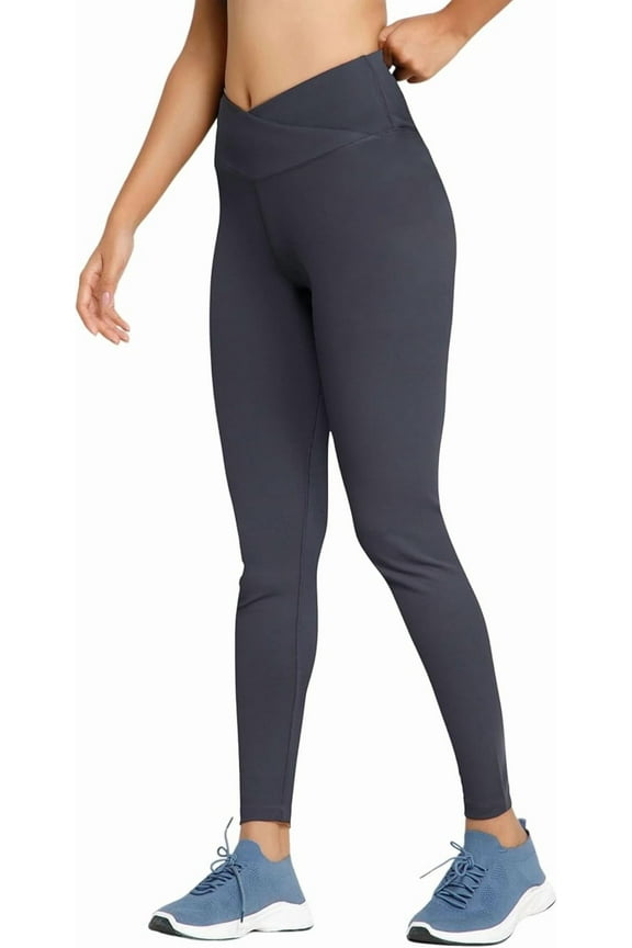 Crossover High Waisted Leggings Women's Yoga Pants Workout Clothes for Gym Activewear for Petite Sizes Grey X-Small