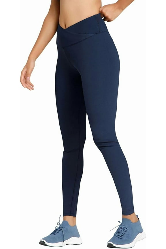 Crossover High Waisted Leggings Women's Yoga Pants Workout Clothes for Gym Activewear for Petite Sizes Navy X-Small