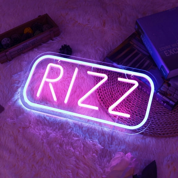 RIZZ LED Neon Sign Neon Sign Light 15.7"x 7.8" LED Neon Light with On/Off Switch Wave Neon Sign for Wall Home Party Decoration