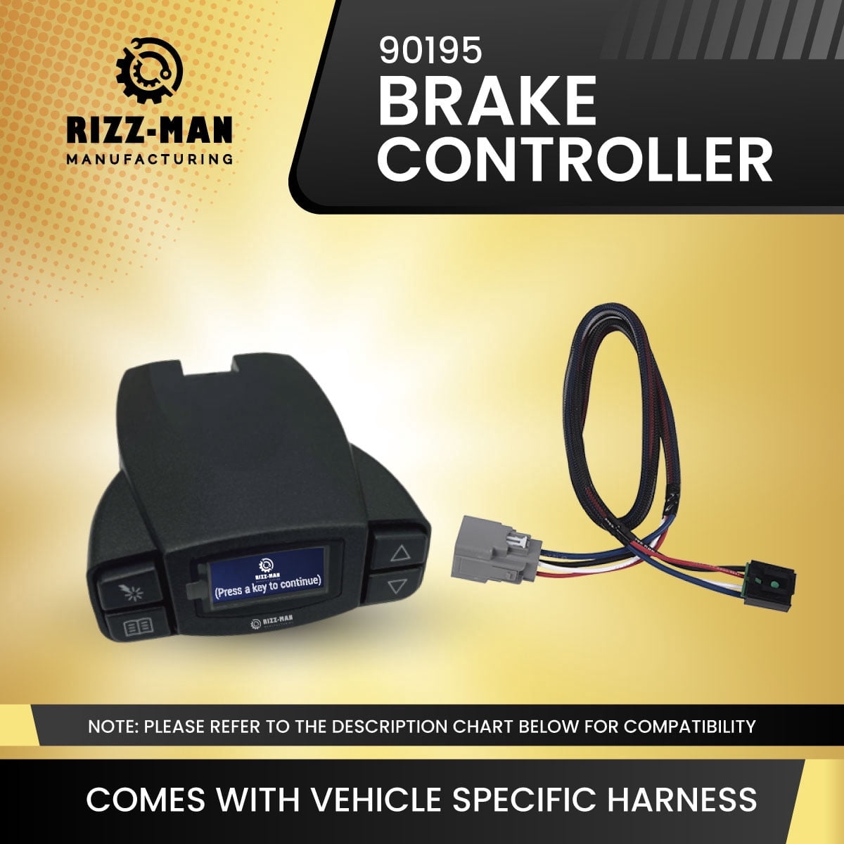 Walmart Rizz RIZZ-MAN 90195 Brake Controller with wiring harness, Compatible with 18 ...