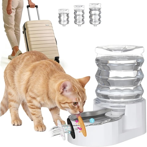 RIZZARI 5L Automatic Pet Waterer - Gravity-fed Stainless Steel Water Dispenser, Activated Carbon Filter Helps Soften Water, Leak-proof, Easy to clean - Feeder for Cats and Dogs - Indoor/Outdoor