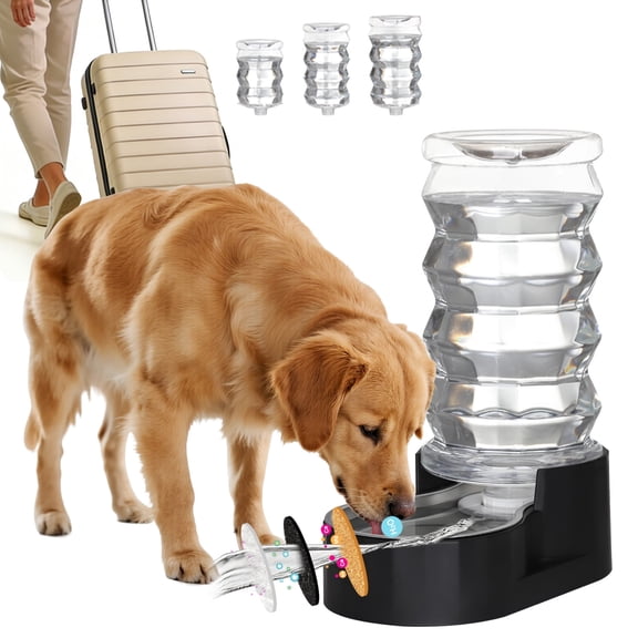 RIZZARI Black 8L Automatic Pet Waterer - Stainless Steel Water Dispenser, 100% BPA Free, Leak-proof, Large Capacity Feeder for Cats and Dogs, Gravity fed Waterer Indoor/Outdoor
