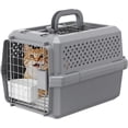 thumbnail image 1 of RIZZARI Grey Small Hard Sided Pet Carrier, Portable Ventilated Travel Crate with Metal Door and Handle for Small Dogs and Cats, Perfect for Car Rides, Vet Visits and Daily Use, 1 of 8