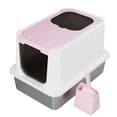 thumbnail image 1 of RIZZARI Enclosed Cat Litter Box: Large Top & Front Entry - High-Sided Anti-Scatter Design - Stainless Steel Odor Control - Easy Clean  Non-Stick Coating- Pink Litter Pan, 1 of 7