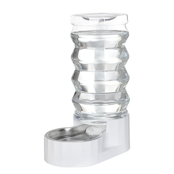 RIZZARI White 9L Automatic Pet Feeder Set for Dogs and Cats  -  Stainless Steel Gravity Pet Water Dispenser