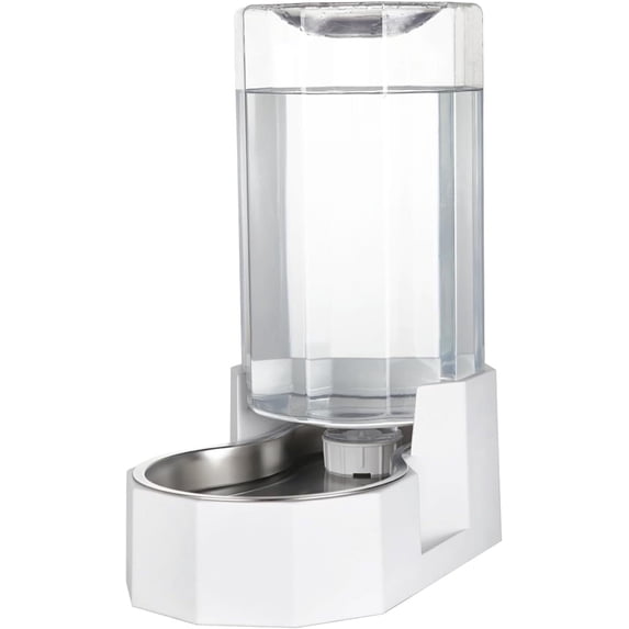 RIZZARI White 9L Automatic Pet Water Dispenser - Stainless Steel Gravity Pet Feeder for Dogs and Cats Large Capacity
