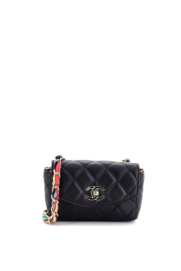 RIbbon Chain Flap Bag Quilted Lambskin Mini By Rebag