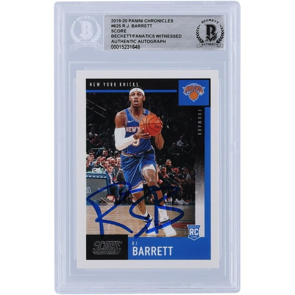 RJ Barrett New York Knicks Autographed 2019-20 Panini Score #625 Beckett Fanatics Witnessed Authenticated Rookie Card - Fanatics Authentic Certified