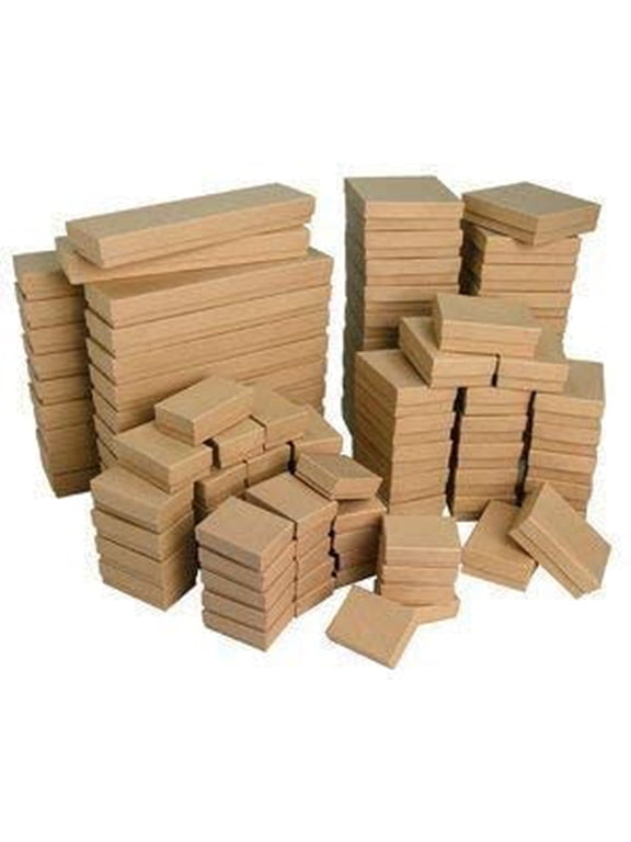 -25 Brown Kraft Jewelry Display Cotton Filled Assorted Sizes. Gift Box Set 5 Each of Size #11, #21, #32, #33, #82 for Ring, Pendants, Necklace, Bracelets, Watch
