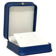 RJ Displays-Luxury Blue PU Leather necklaces, pendants & earrings Jewelry Storage and Gift Box with Suede Interior   Elegant Organizer for Necklace, Pendant, and Earrings   Size 3.3 x 2.8 x 1.6