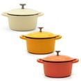thumbnail image 1 of RJ Legend 8.5 oz Cast Iron Pot, Enameled Cast Iron Mini Pot, Round Mini Cocotte, 5.5-Inch Cast Iron Pot with Lid, 3-Piece Cast Iron Set - Orange - White - Yellow, 1 of 9