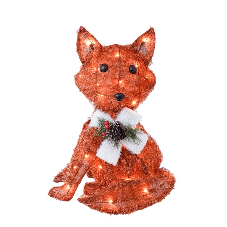 RJ Legend Christmas Decoration, Rattan Lighting - Orange Fuzzy Fox