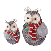 RJ Legend Christmas Decoration, Rattan Lighting   Owls Family Set