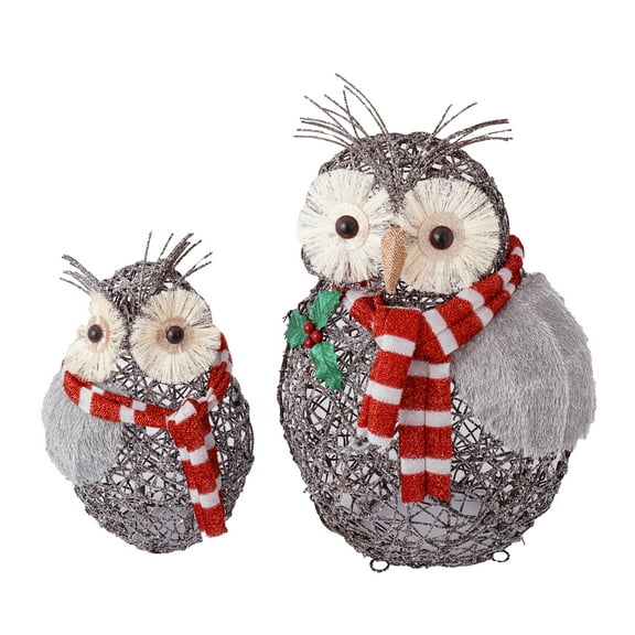 RJ Legend Christmas Decoration, Rattan Lighting – Owls Family Set